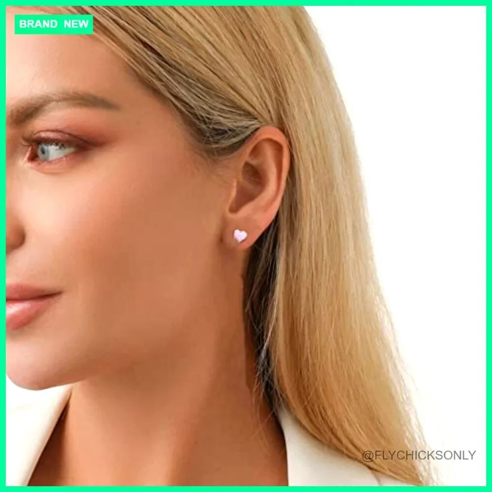 Titanium Heart Love Earrings 18g 14k Gold Plated Hypoallergenic Stud